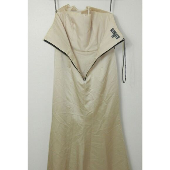 Vera Wang Dress Maxi  Ivory Origami Champagne Strapless Formal Bridesmaid Size 4 - Picture 9 of 12